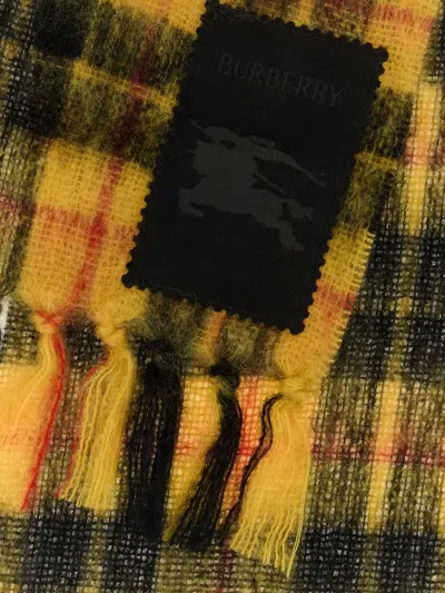 Burberry Check Scarf In Yellow