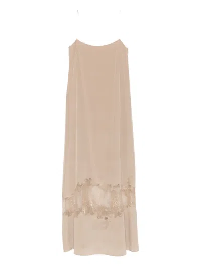 Staud Lace-trimmed Slip Dress In Brown