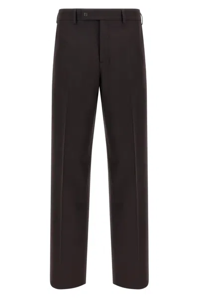 Fendi Wool Cigarette Trousers In Black