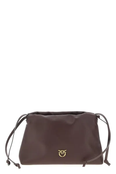 Pinko Mini Leather Clutch In Brown
