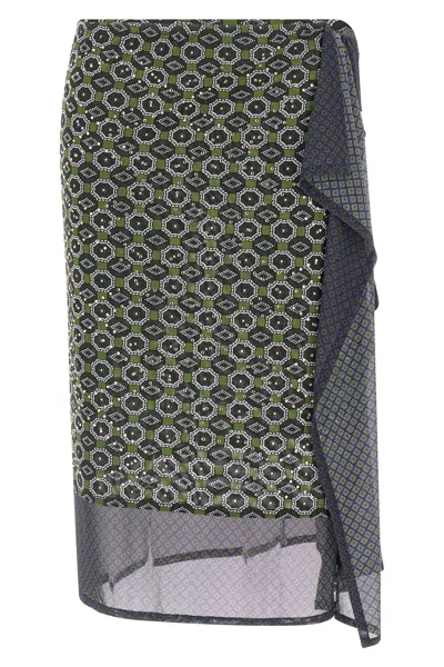Dries Van Noten Asymmetric Skirt Featuring Geometric Design In Green