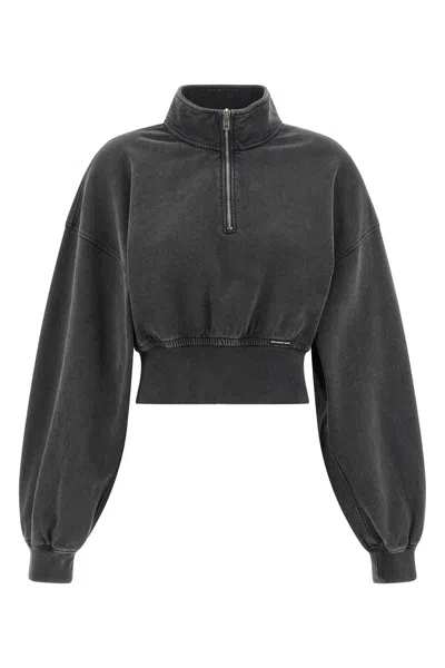 Alexander Wang T T By Alexander Wang Charcoal Cotton Sweatshirt In Multi