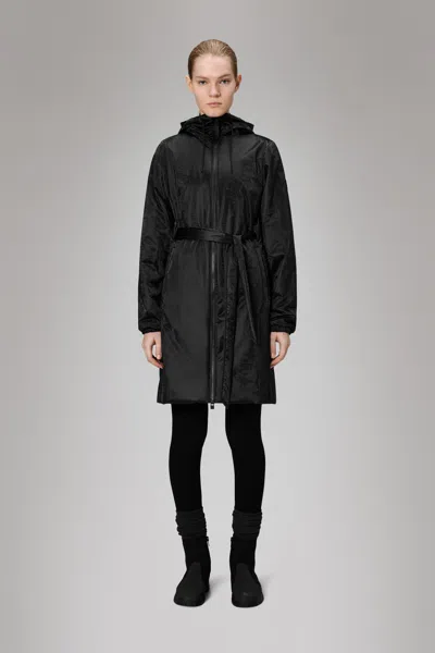 Rains Lohja Long Insulated Curve Jacket In Black