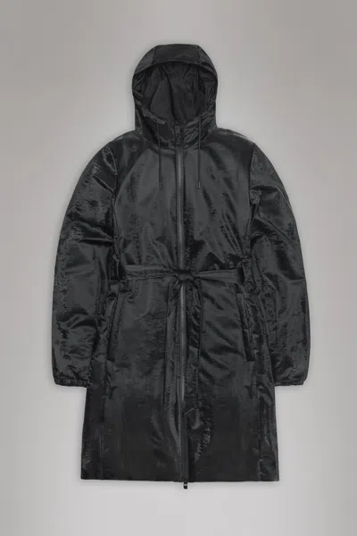 Rains Lohja Long Insulated Curve Jacket In Black