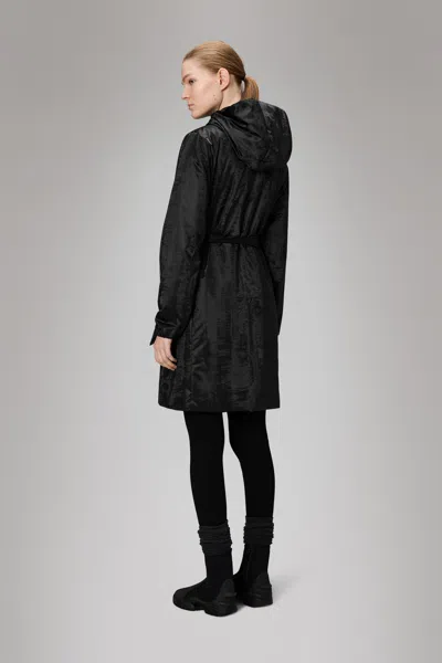 Rains Lohja Long Insulated Curve Jacket In Black