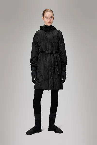 Rains Lohja Long Insulated Curve Jacket In Black