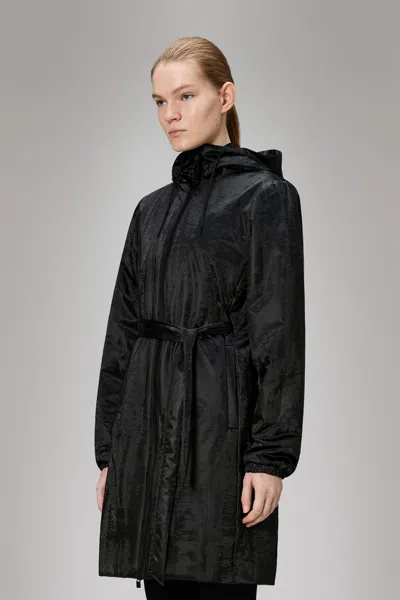 Rains Lohja Long Insulated Curve Jacket In Black