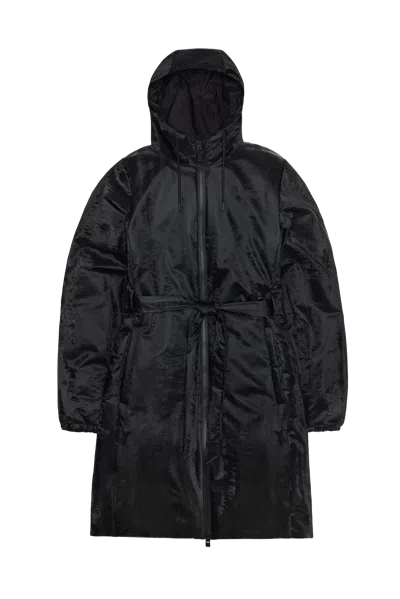 Rains Lohja Long Insulated Curve Jacket In Black