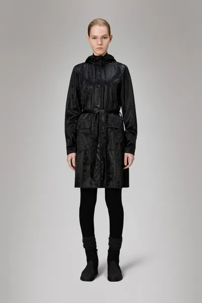 Rains Lohja Long Insulated Curve Jacket In Black