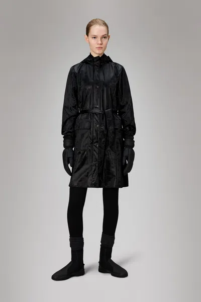 Rains Lohja Long Insulated Curve Jacket In Black