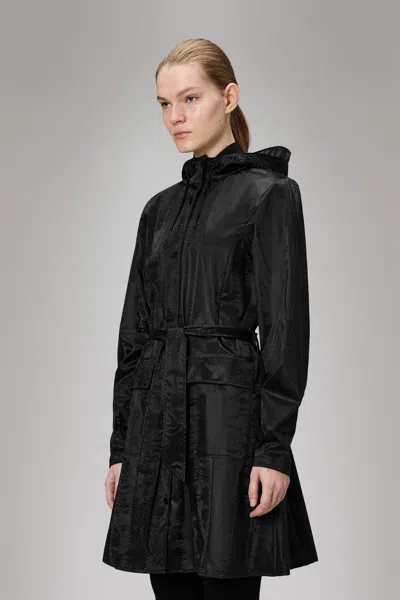 Rains Lohja Long Insulated Curve Jacket In Black