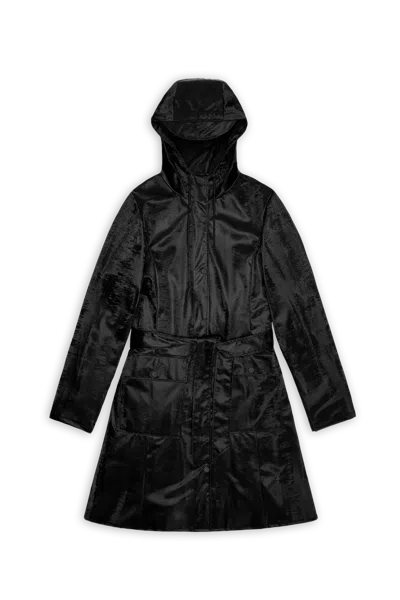 Rains Lohja Long Insulated Curve Jacket In Black