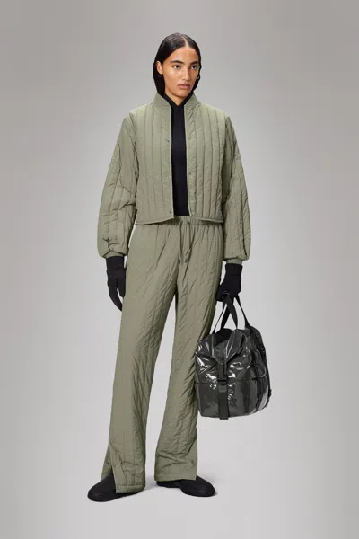 Rains Banja Water Resistant Channel Quilted Bomber Jacket In Drift