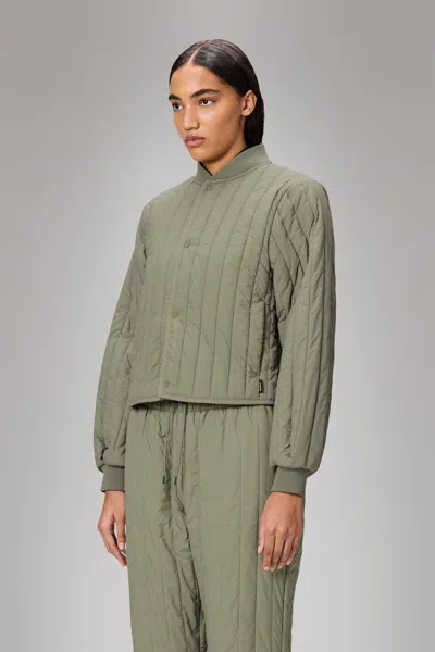 Rains Banja Water Resistant Channel Quilted Bomber Jacket In Drift