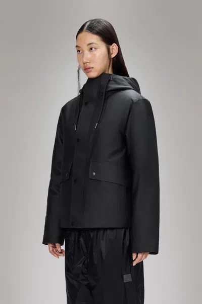 Rains Nome Short Parka Jacket In Black