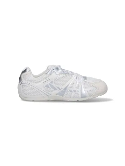 Marc Jacobs Low Top Sneakers With Mesh Upper And Metallic Accents In White