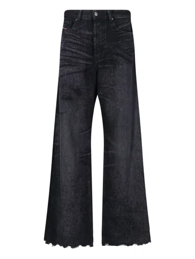 Diesel Jeans Dalla Gamba Ampia In Denim Nero  Donna In Gray