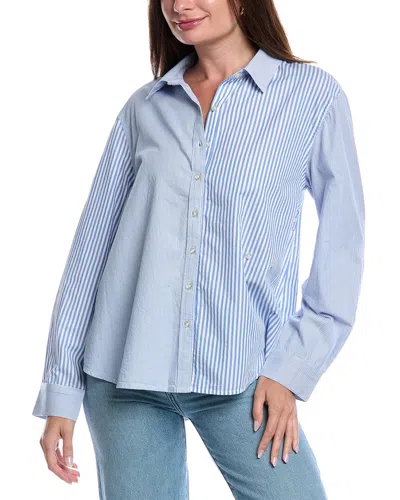 Sam Edelman Bridget Asymmetrical Button Shirt In Blue