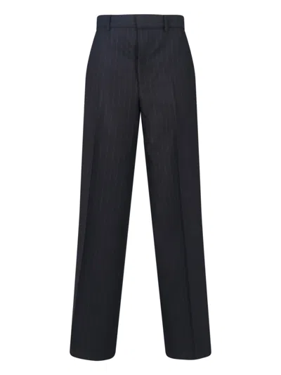 Gucci Charcoal Wool Wide-leg Pant In Black