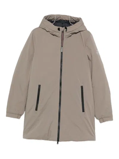 Ecoalf Hooded Zip-front Jacket In Brown