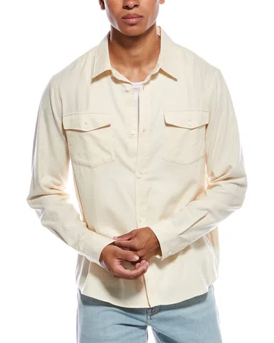 Frame Denim Double Pocket Wool-blend Shirt In White