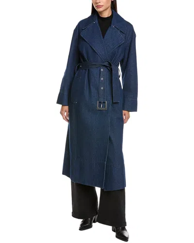 Apparis Tate Belted Double-breasted Coat In Indigo