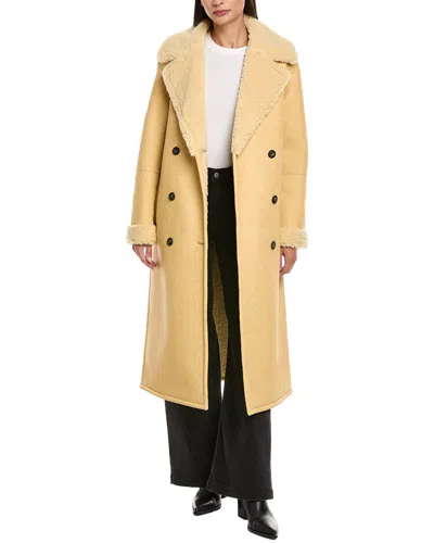 Apparis Simone Double-breasted Coat In Yellow