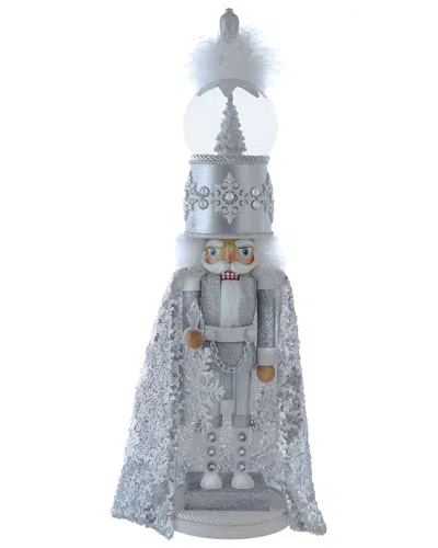 Kurt Adler Battery Operated 22-inch Hollywood Nutcrackers Musical Silver Nutcracker With Water Globe In Silver
