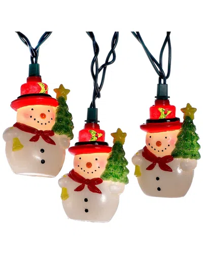 Kurt Adler Ul 10-light Snowman With Tree Light Set In Multi
