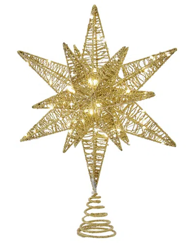 Kurt Adler 15-inch Twinkling Led Gold Starburst Tree Topper In Gold