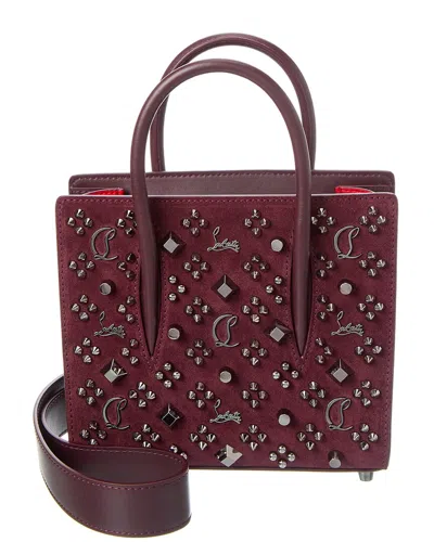 Christian Louboutin Paloma Medium Top-handle Bag In Suede With Loubinthesky Spikes In Purple