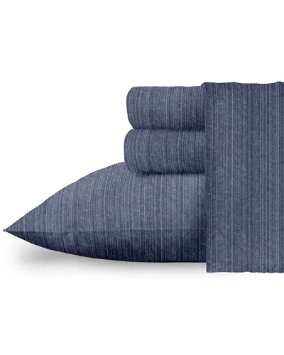 Dormisette 250 Thread Count Luxury German Flannel Hemstitch Sheet Set In Blue