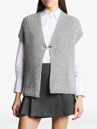 Fay Hook-closure Mohair Waistcoat In Gray