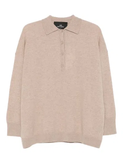 Mr Mittens Gigi Polo-neck Button Sweater In Brown