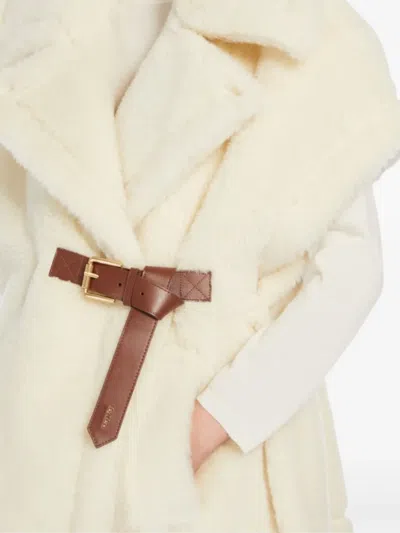 Max Mara Cape In Alpaca And Wool Teddy Fabric In Neutral