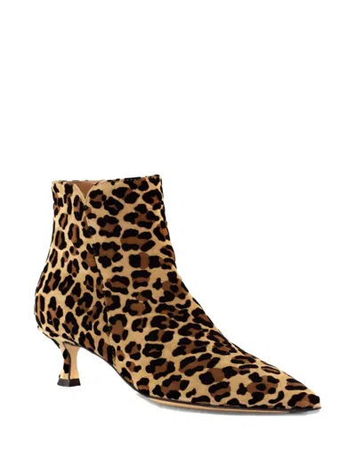 Mara Bini 50mm Leopard-print Ankle Boots In Brown