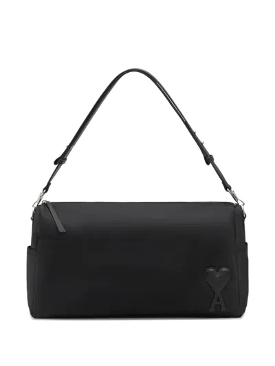 Ami Alexandre Mattiussi Ami Paris Marcel Large Nylon Shoulder Bag In Black