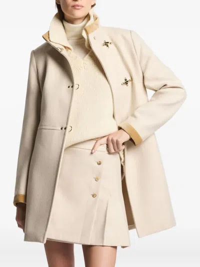 Fay Virginia Coat With Defined Waist In Neutral