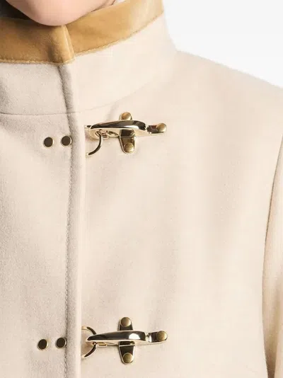 Fay Virginia Coat With Defined Waist In Neutral