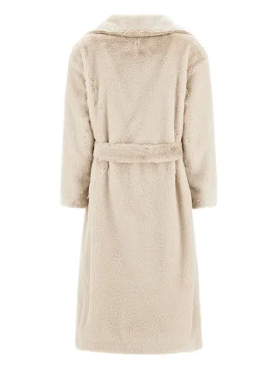 Herno Soft Alternative Fur Coat In Neutral
