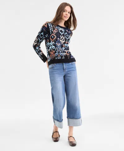 Liverpool Los Angeles Women's Printed Long-sleeve Crewneck Sweater In Multi