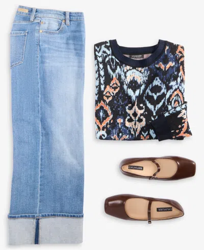 Liverpool Los Angeles Women's Printed Long-sleeve Crewneck Sweater In Multi