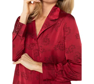 Liverpool Los Angeles Floral Print Satin Blouse In Red