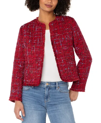 Liverpool Los Angeles Fray Edge Collarless Jacket In Red