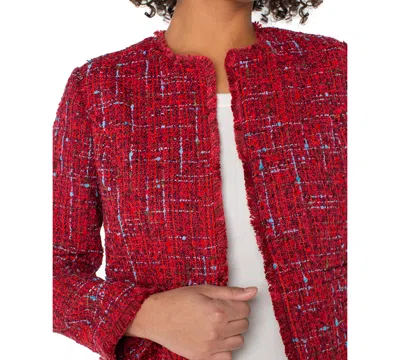 Liverpool Los Angeles Fray Edge Collarless Jacket In Red