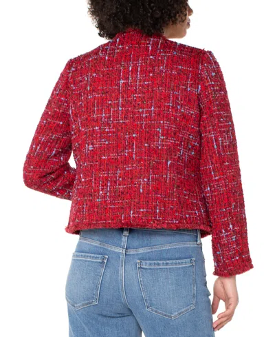 Liverpool Los Angeles Fray Edge Collarless Jacket In Red