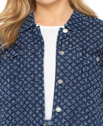 Liverpool Los Angeles Cropped Frayed Texture Jacket In Blue