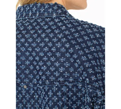 Liverpool Los Angeles Cropped Frayed Texture Jacket In Blue