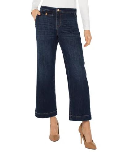 Liverpool Los Angeles Stride Ankle Wide Leg Jeans In Albany In Blue