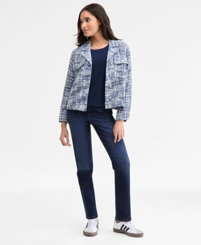 Liverpool Los Angeles Tweed Jacket In Blue